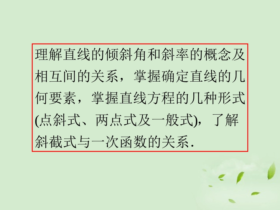 福建省高考数学一轮总复习 第52讲 直线的方程课件 文 新课标 课件_第3页