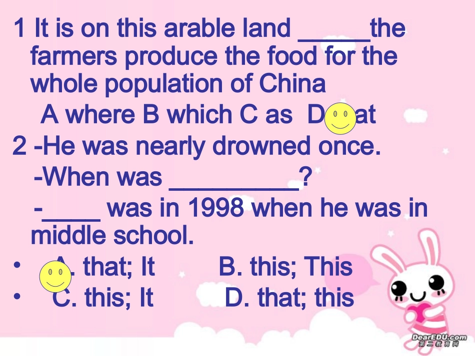 高二英语有关it用法的单项选择题课件 新课标 人教版 课件_第2页