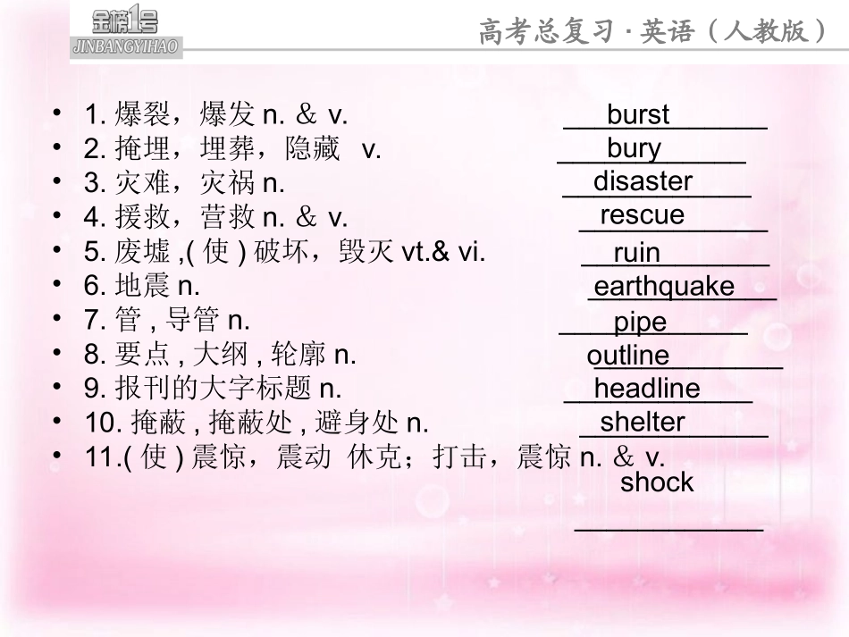 高中英语 Unit 4Earthquakes课件 新人教版必修1 课件_第3页