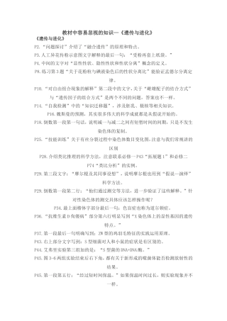 必修二教材中容易忽视的知识