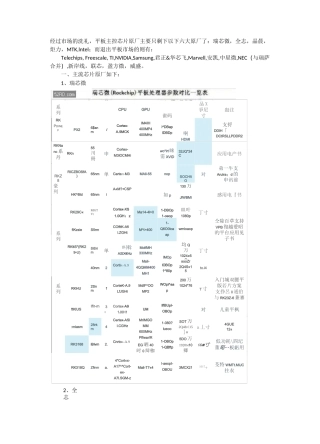 主流平板芯片以及那些过往芯片原厂们!