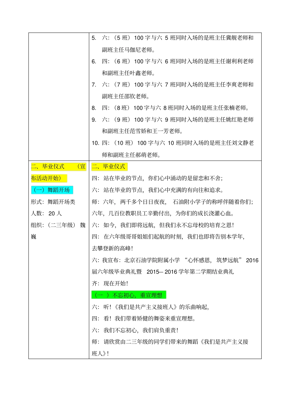 六年级毕业典礼串词_第2页
