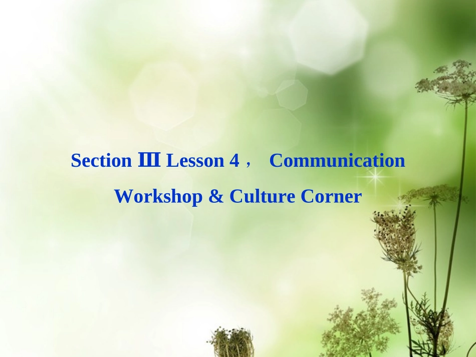 高中英语 Unit15 Section Ⅲ Lesson 4，Communication Workshop & Culture Corner精品课件 北师大版必修5 课件_第1页