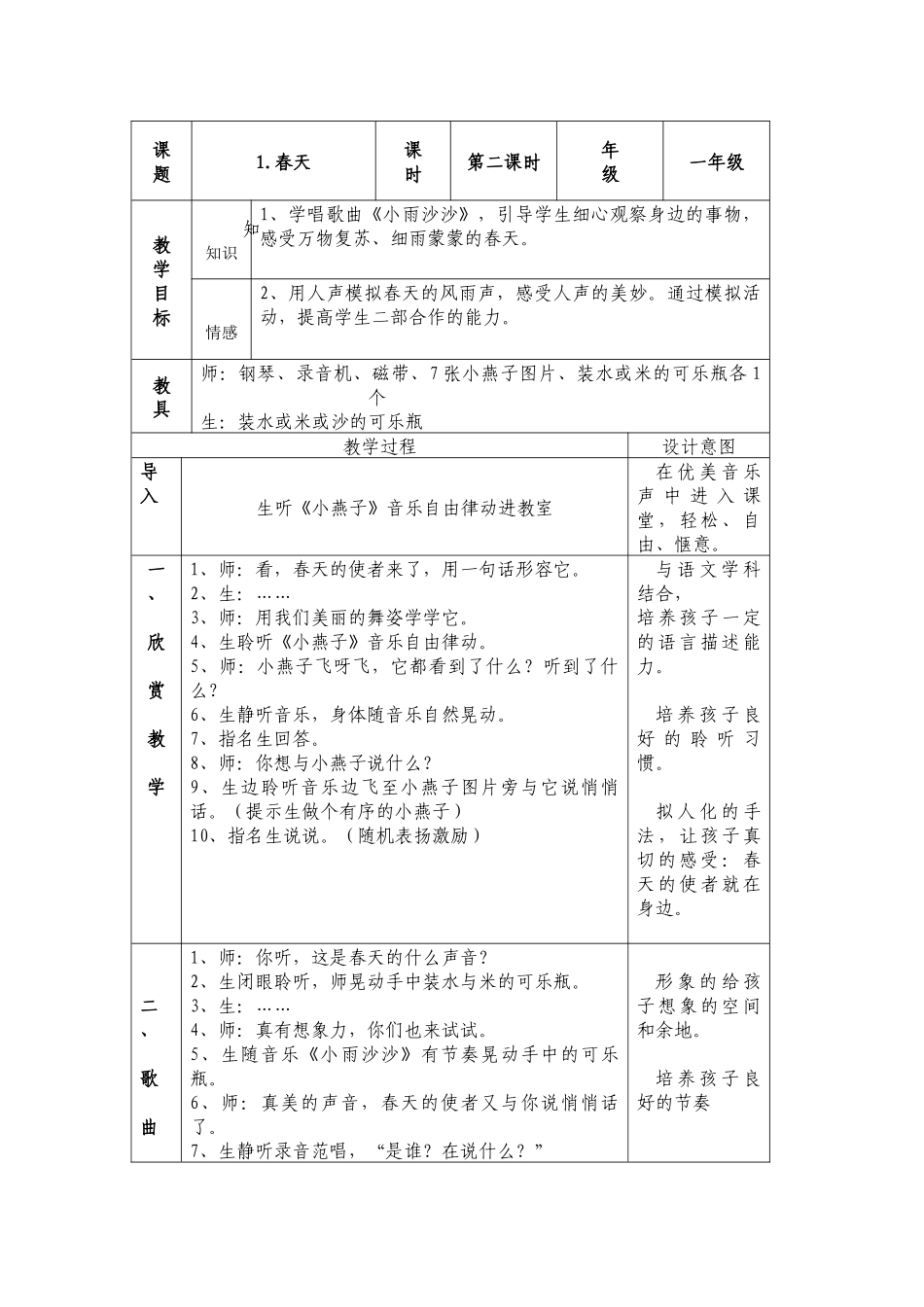 《小雨沙沙》音乐教案_第1页