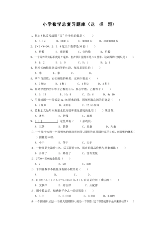 小学数学总复习题库选择题