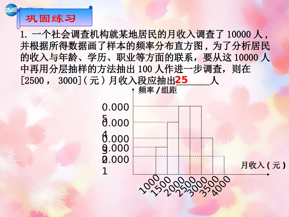 高中数学 2-1 用样本频率分布估计总体分布(3)课件 新人教A版必修3 课件_第2页