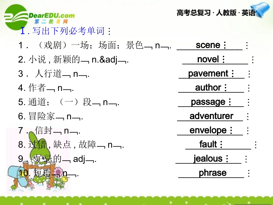 高考英语一轮复习 Unit 3课件 新人教版必修3 课件_第3页