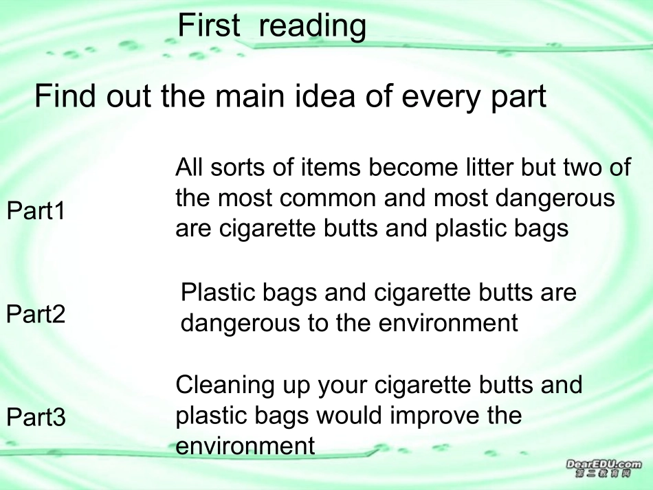 高二英语必修6 Unit4 Clean up your butts and bags课件 人教新课标版 课件_第2页