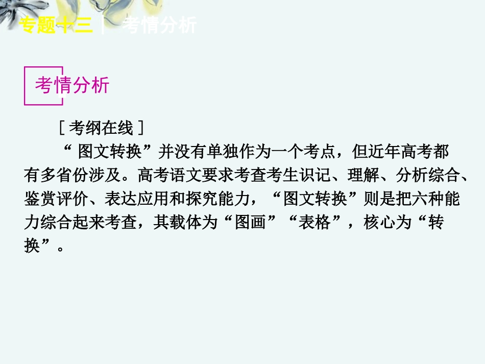 高考语文一轮复习 第3部分专题13 图文转课件 新人教版 课件_第2页