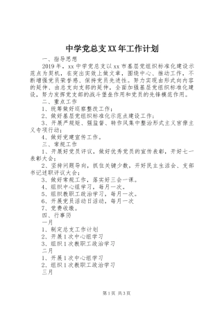 中学党总支XX年工作计划 