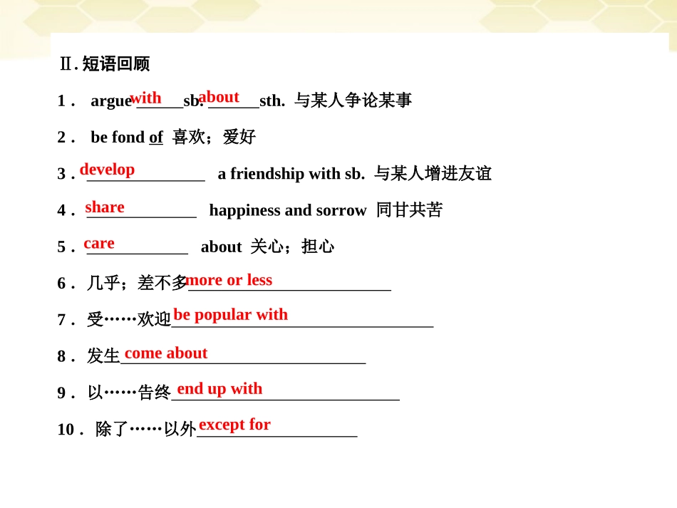 版高考英语总复习 高一部分Units 1～2 Good friends English around the world课件 大纲人教版 课件_第3页