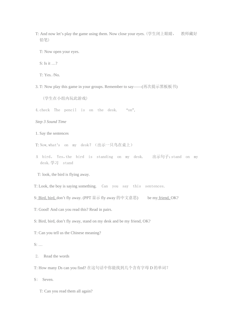 三年级Unit4Where'sthebird第二课时教案_第3页