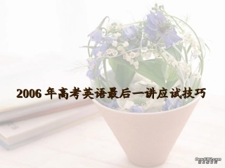 高考英语最后一讲应试技巧 新课标 人教版 试题