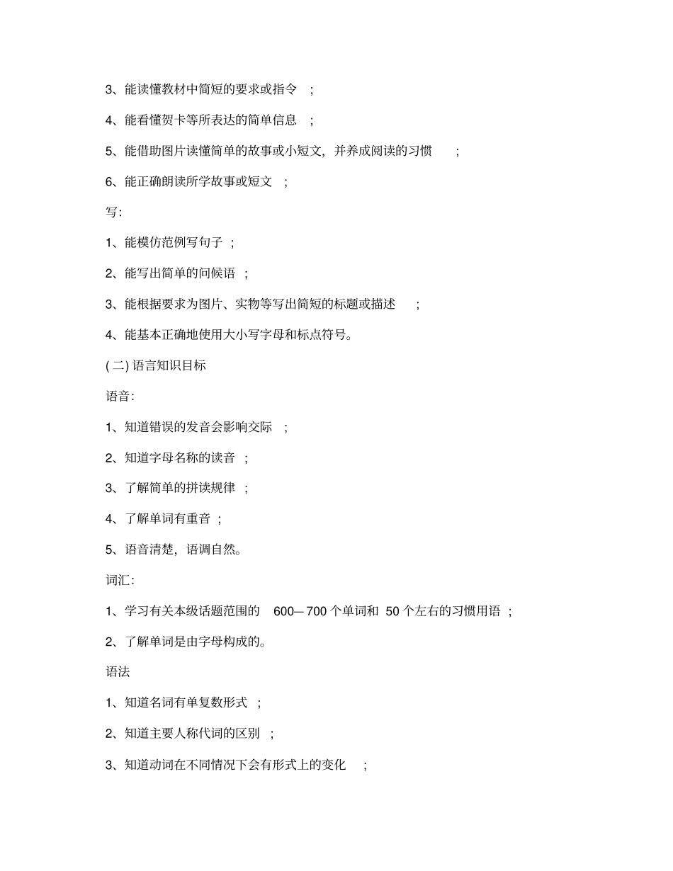 六年级英语下册教学计划及进度表_第3页