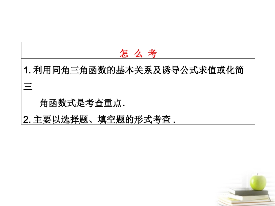 高考数学 第三章第二节同角三角函数的基本关系与诱导公式课件 新人教A版 课件_第3页