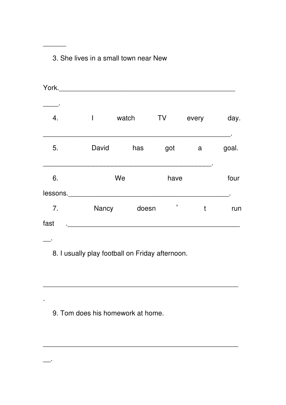 六年级英语句型转换练习题及答案_第3页