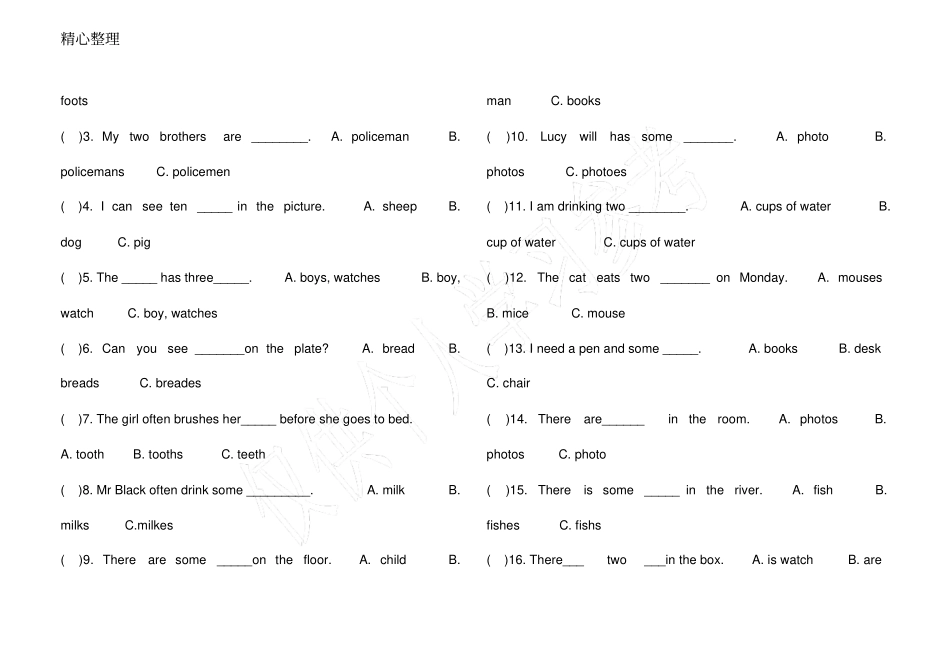 六年级英语名词变复数的练习19946_第2页