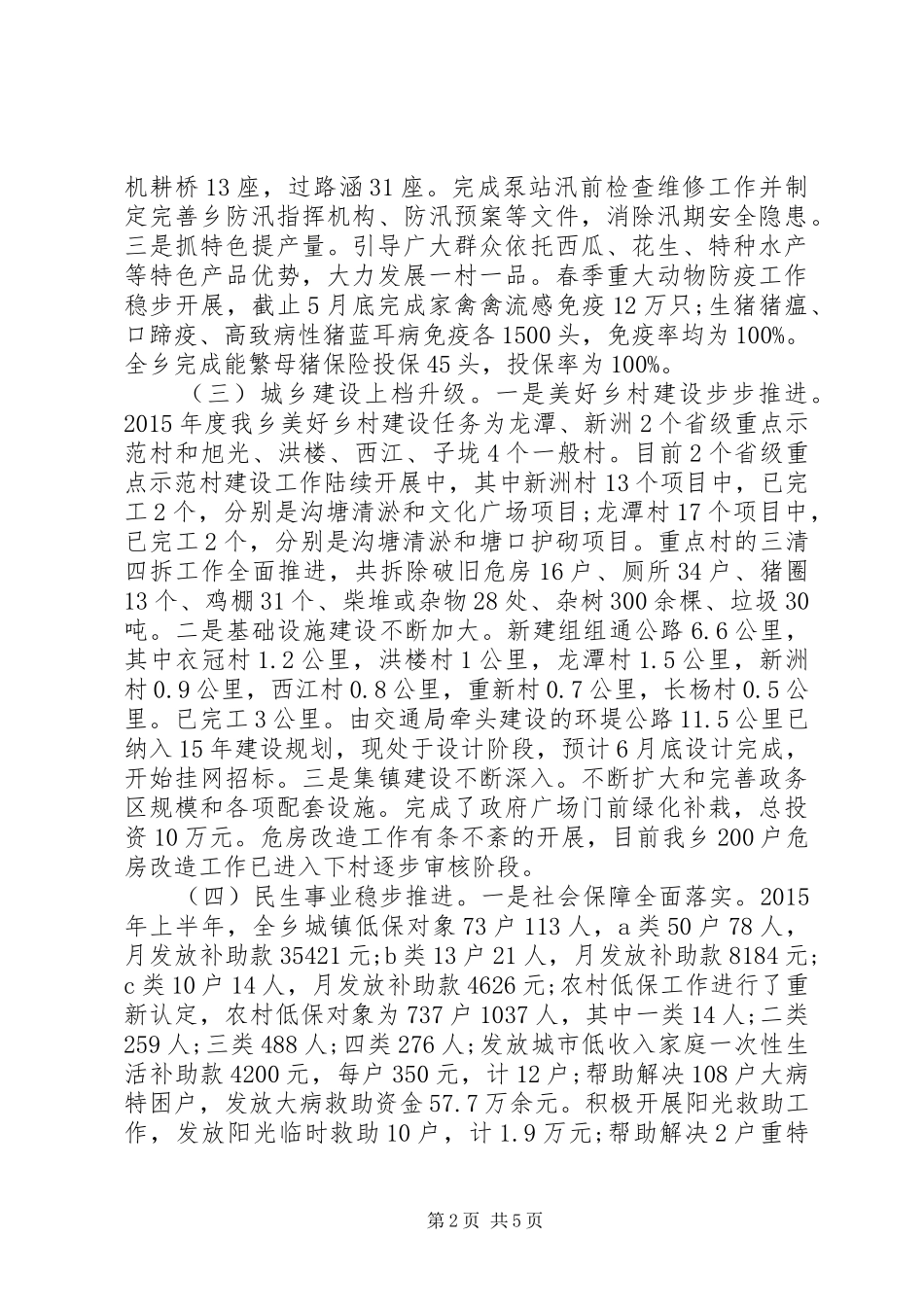 乡镇20XX年上半年工作总结及下半年工作计划_第2页