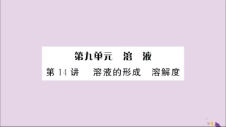 湖北省中考化学一轮复习 第九单元 第14讲 溶液的形成 溶解度课件