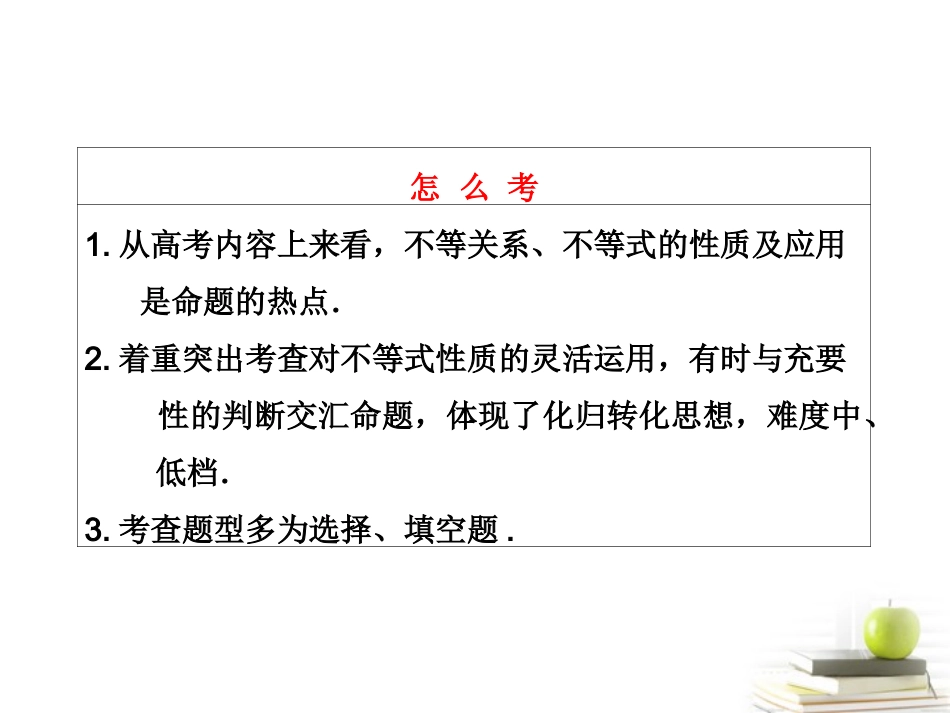高考数学 第六章第一节不等关系与不等式课件 新人教A版 课件_第3页