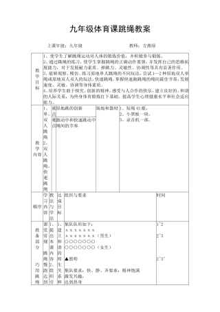 九年级跳绳个案