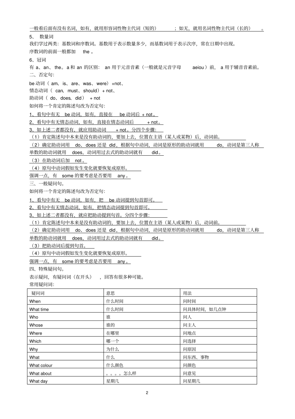 六年级英语语法知识汇总35960_第2页