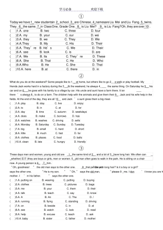 六年级英语完形填空