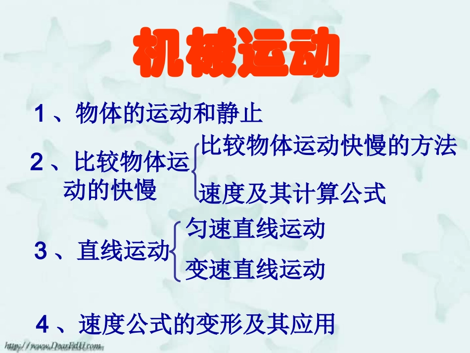沪科版初三物理总复习课件 机械运动 课件_第1页