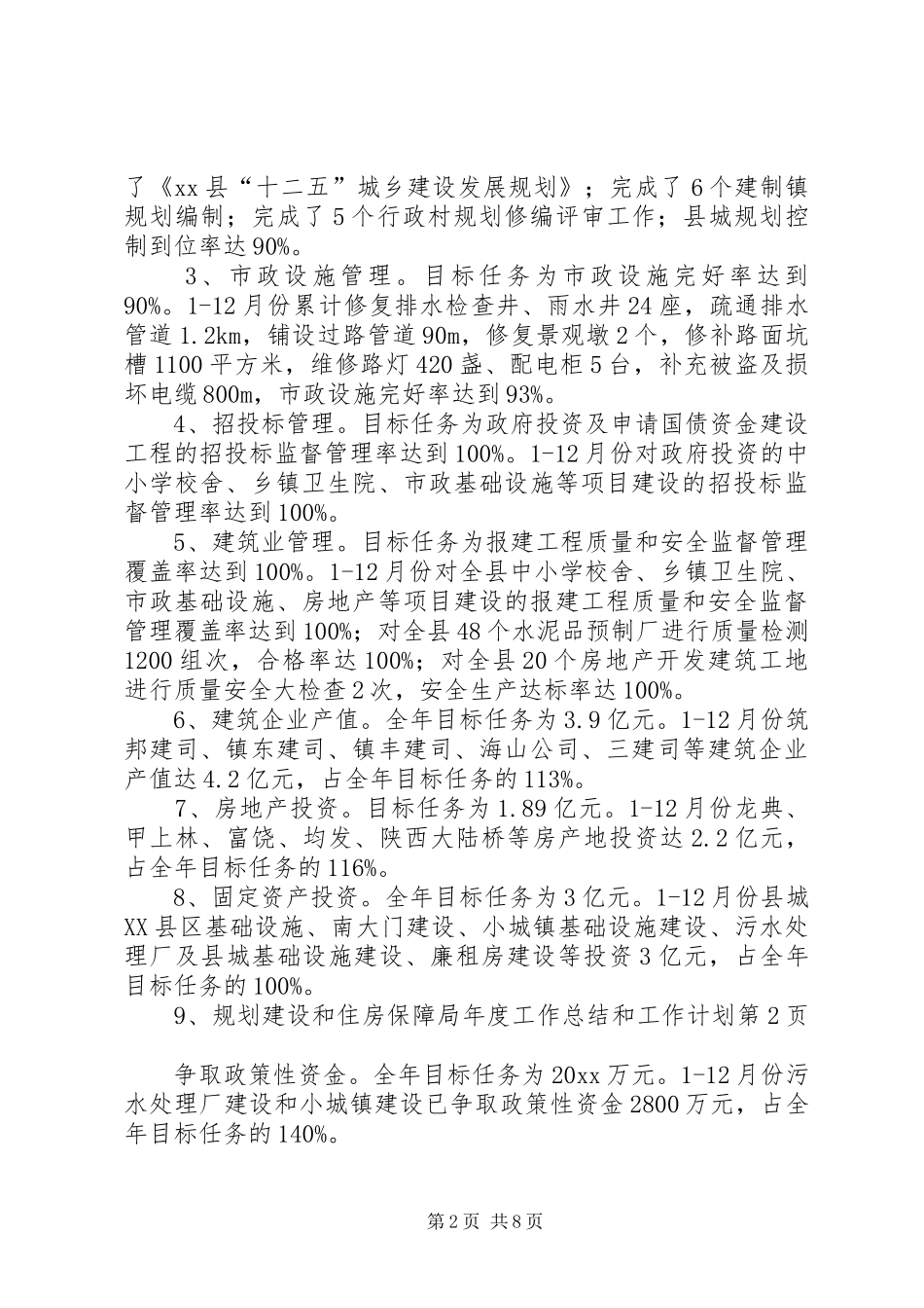规划建设和住房保障局年度工作总结和工作计划 _第2页