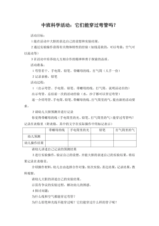 中班科学活动：它们能穿过弯管吗