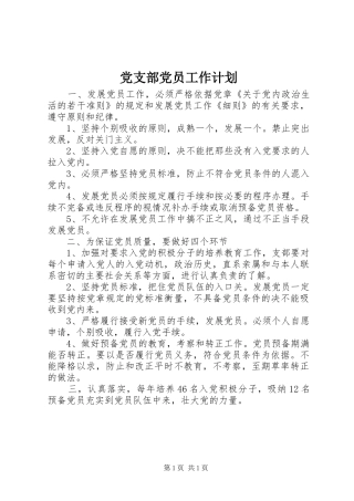 党支部党员工作计划 