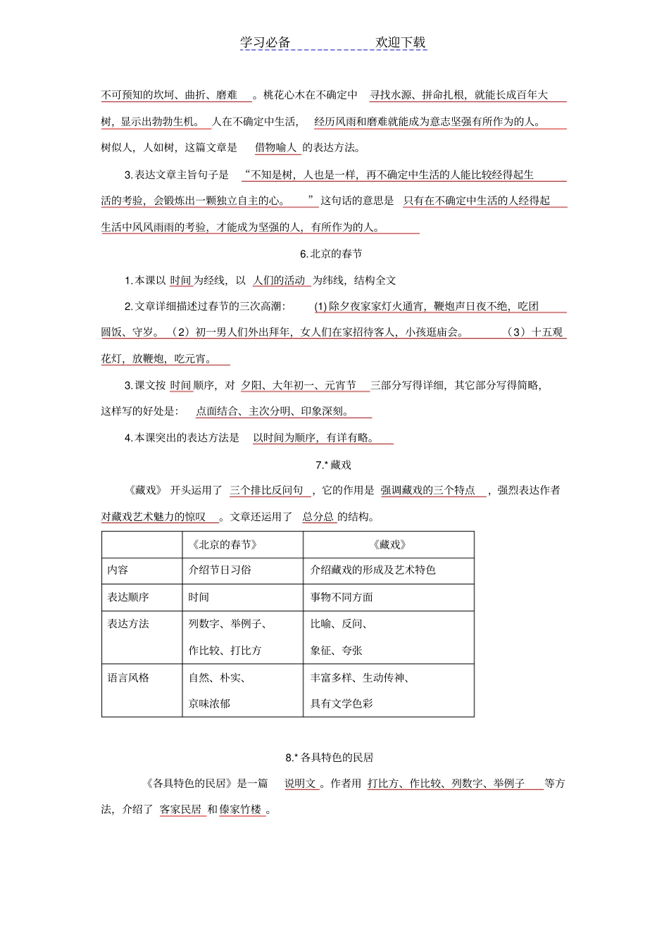 六年级语文下册课内复习题含答案_第2页