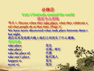 高考英语一轮复习 Unit-1 Festivals around the world课件 新人教版必修3 课件