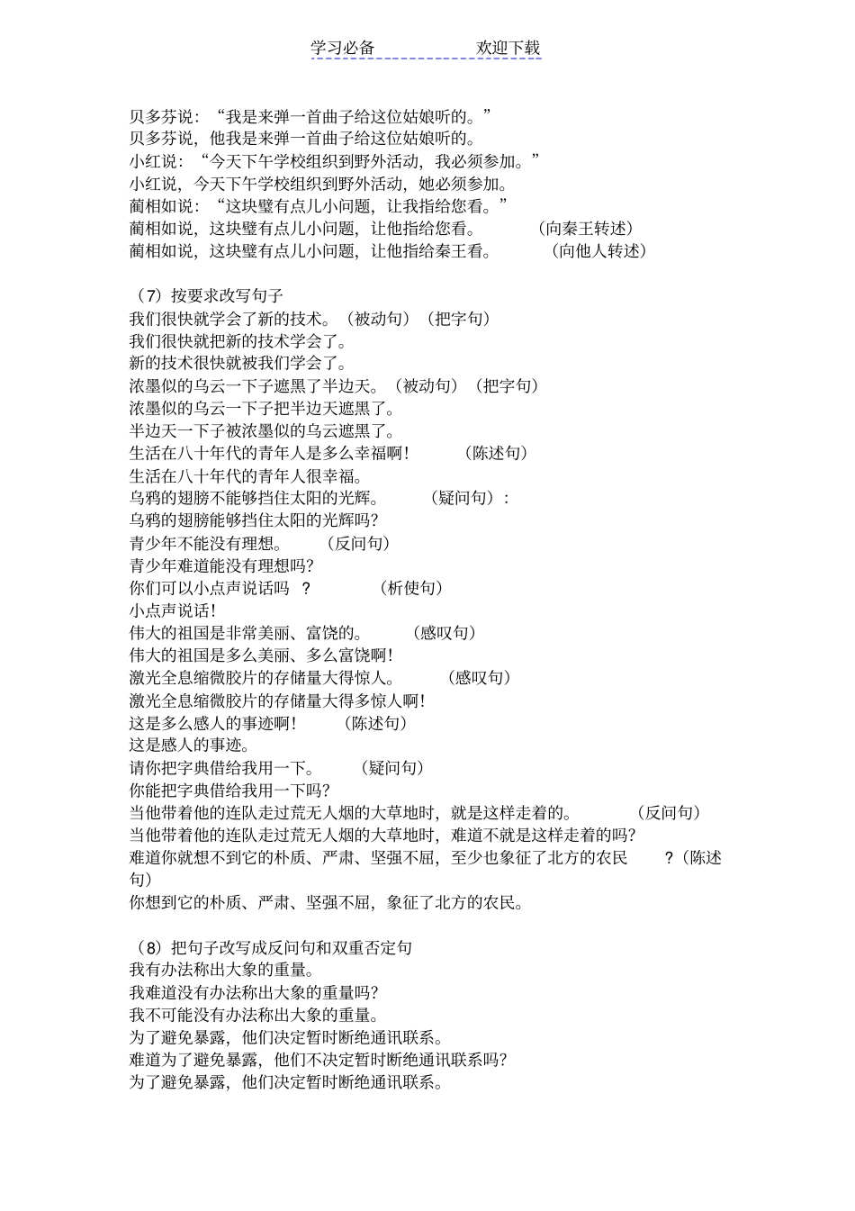 六年级语文句子专项训练含答案_第2页