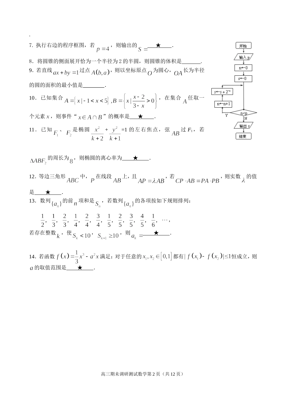 江苏省2009年扬州市高三数学期未调研测试一卷（三稿）_第2页