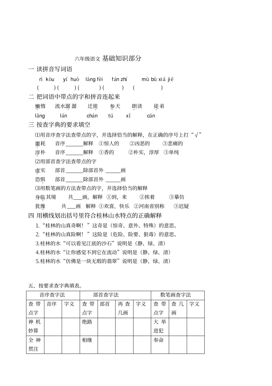 六年级语文基础知识部分_第1页