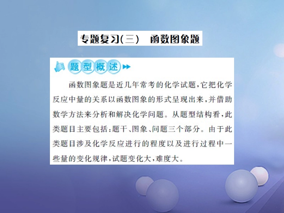 版中考化学总复习 第二篇 专题突破 提升能力 专题复习(三)函数图像题课件_第1页