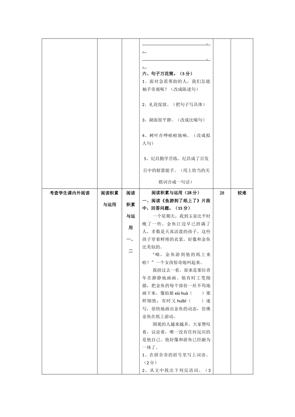 期末测验卷与课标的对照表 (2)_第3页