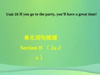 秋八年级英语上册 Unit 10 If you go to the party，you ll have a great time词句梳理Section B(2a 2e)课件 (新版)人教新目标版 课件