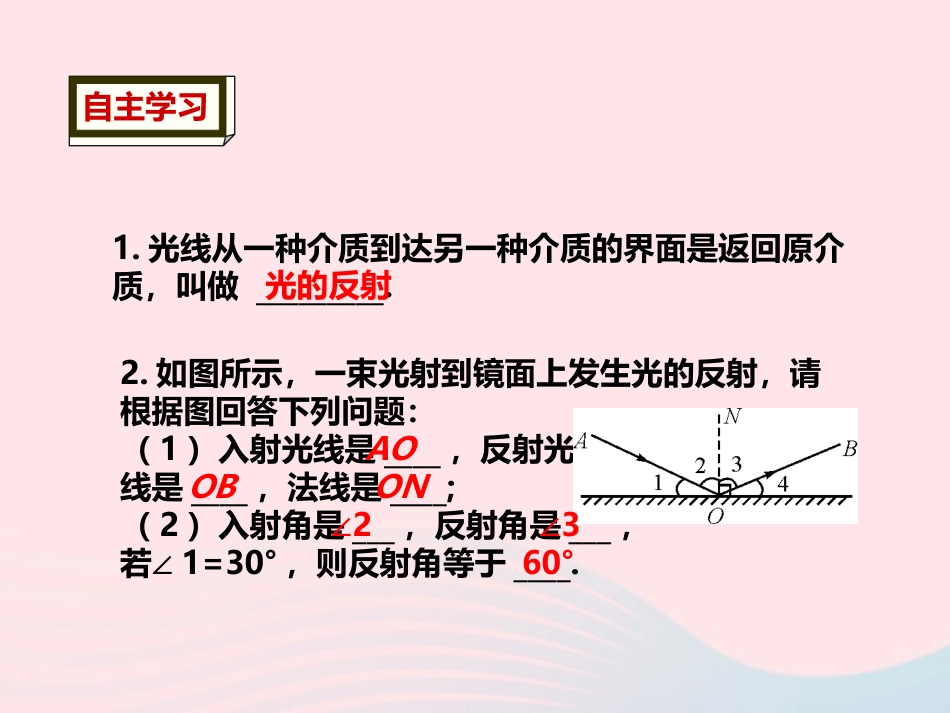 第2节 光的反射课件2 八年级物理上册 5.2光的反射复习课件+素材 (新版)北师大版 八年级物理上册 5.2光的反射复习课件+素材 (新版)北师大版-2_第3页