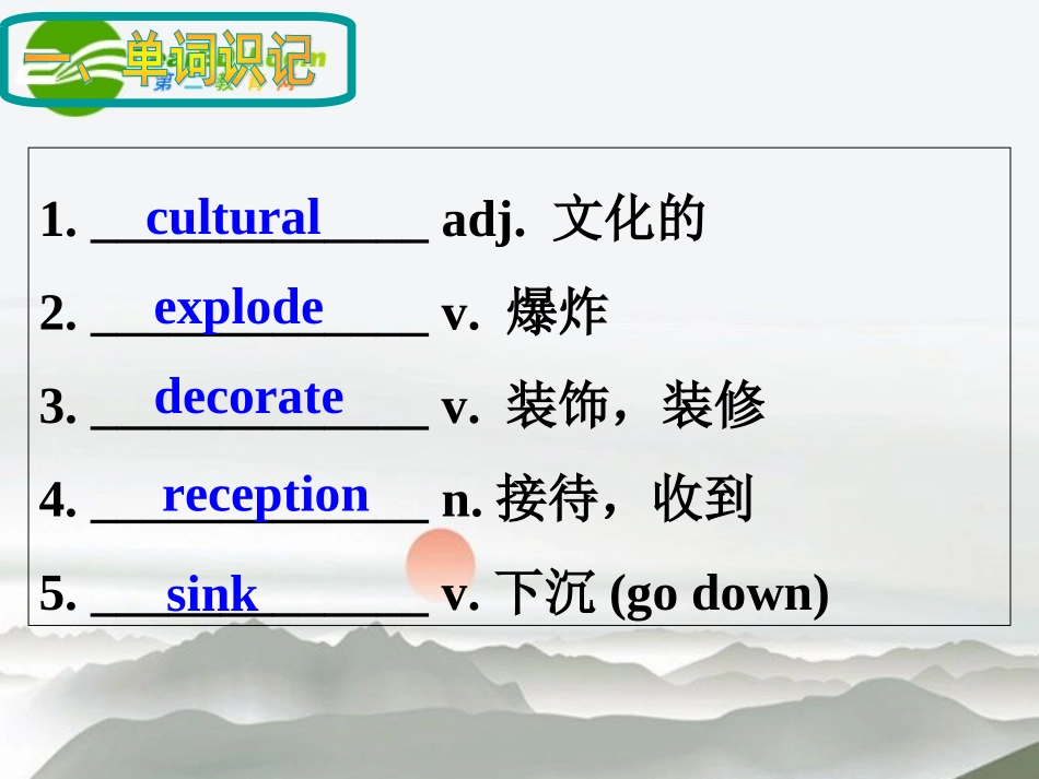 高考英语一轮复习 Book Two Unit 1 Culture relics备考课件_第2页