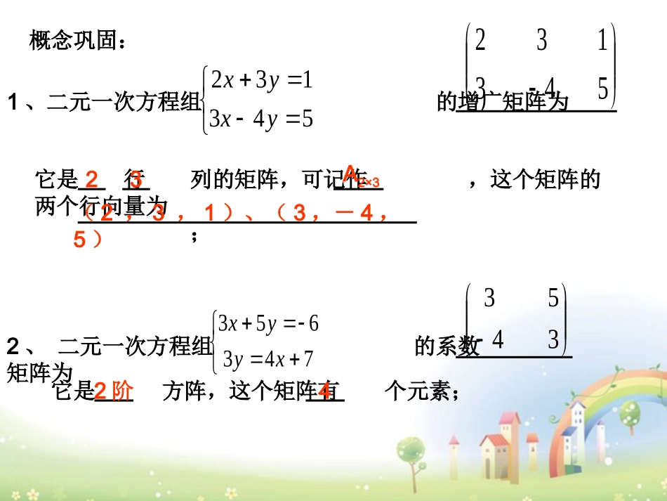 高二数学上册 9.1(矩阵的概念)课件3 沪教版 课件_第3页