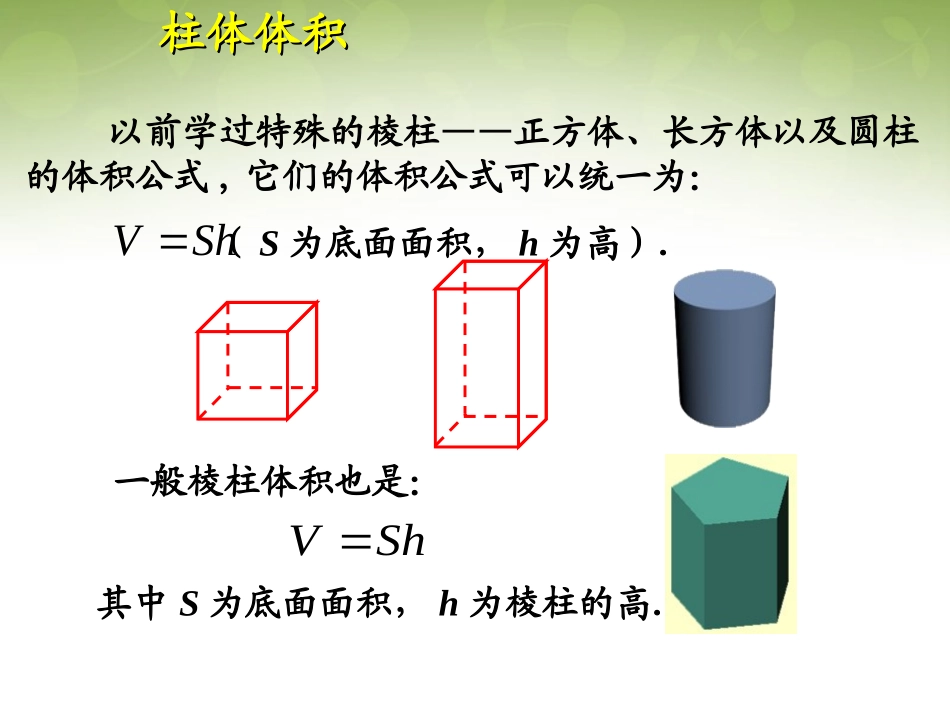 高中数学 131 柱体、锥体、台体、球体体积课件 新人教版必修2 课件_第2页