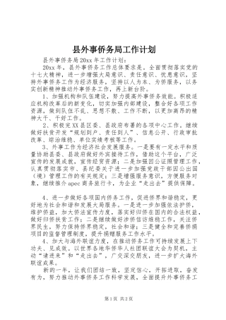 县外事侨务局工作计划 