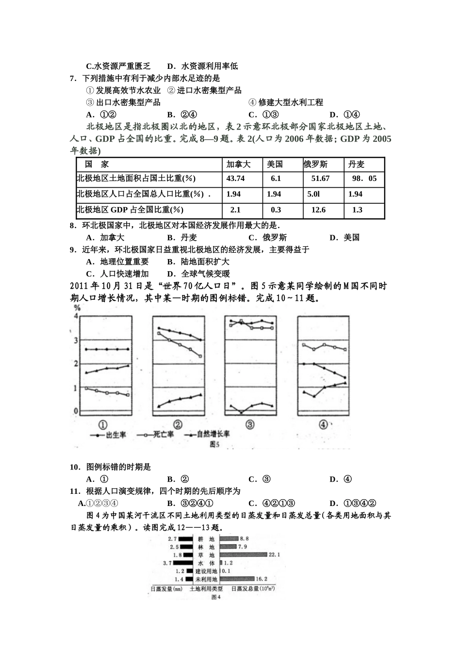 2015届高三地理周考10_第2页