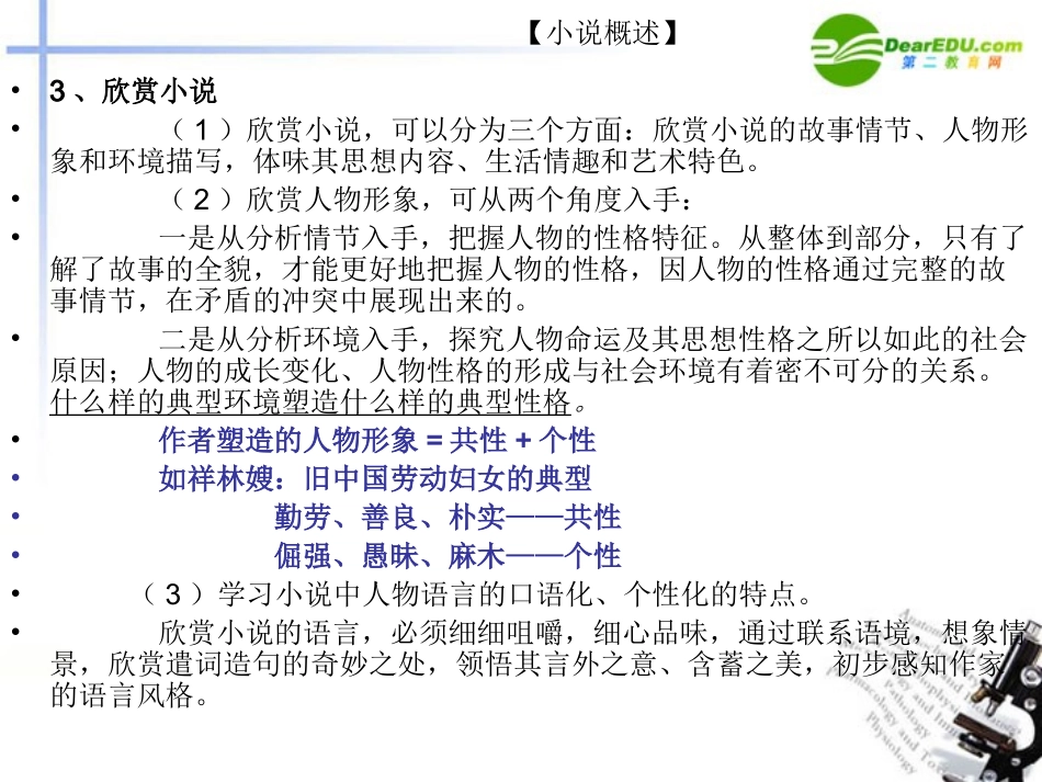 高考语文 小说阅读鉴赏复习课件 新人教版 课件_第3页