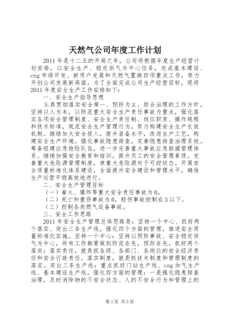 天然气公司年度工作计划 