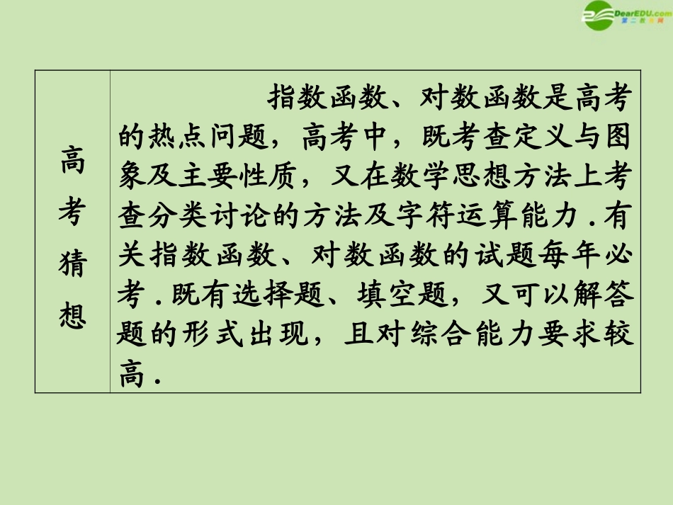 高三数学第一轮总复习 2.9 指数函数与对数函数课件(1) 课件_第3页