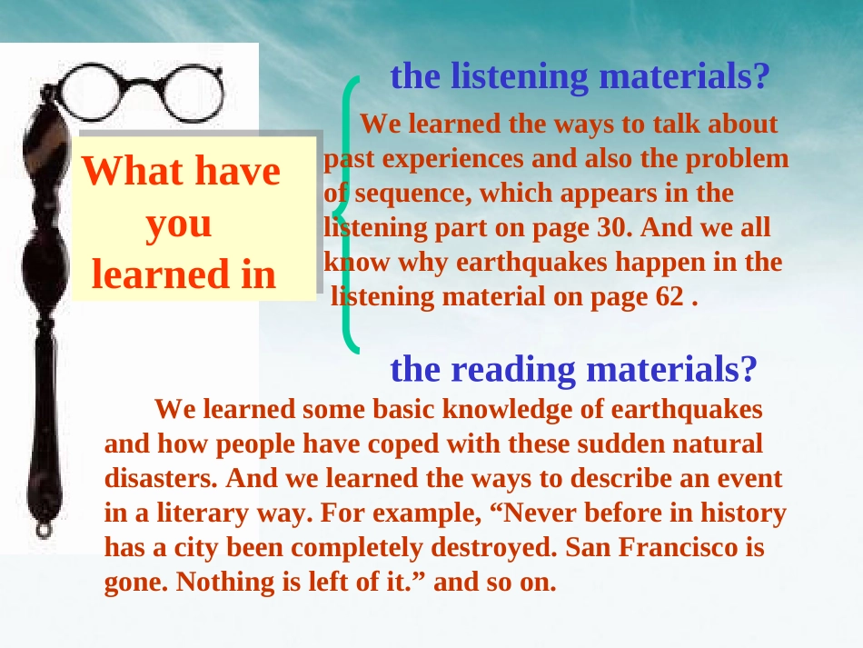 高中英语 Unit4 Speaking and Writing课件 新人教版必修1 课件_第3页