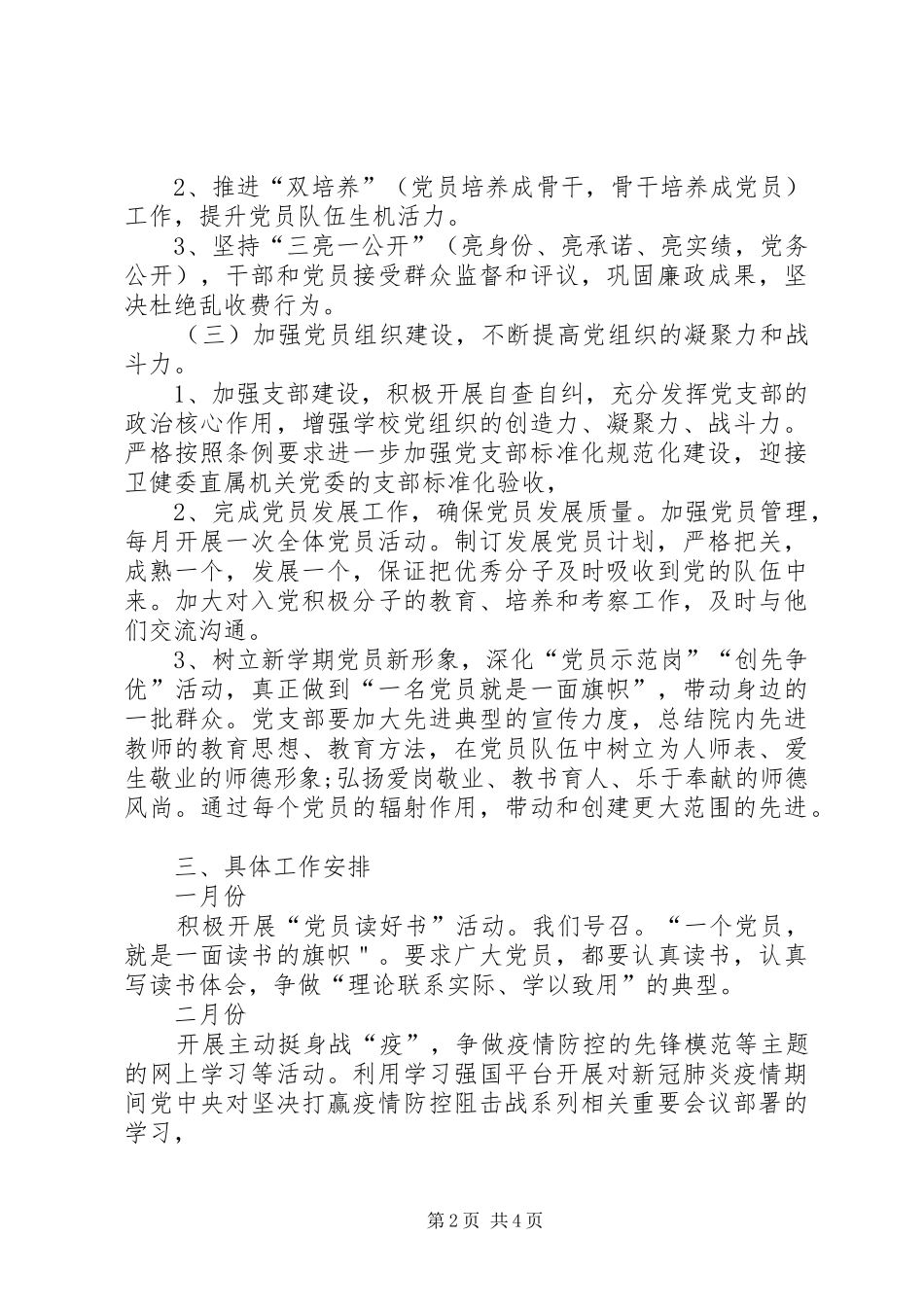 XX年支部工作计划 _第2页